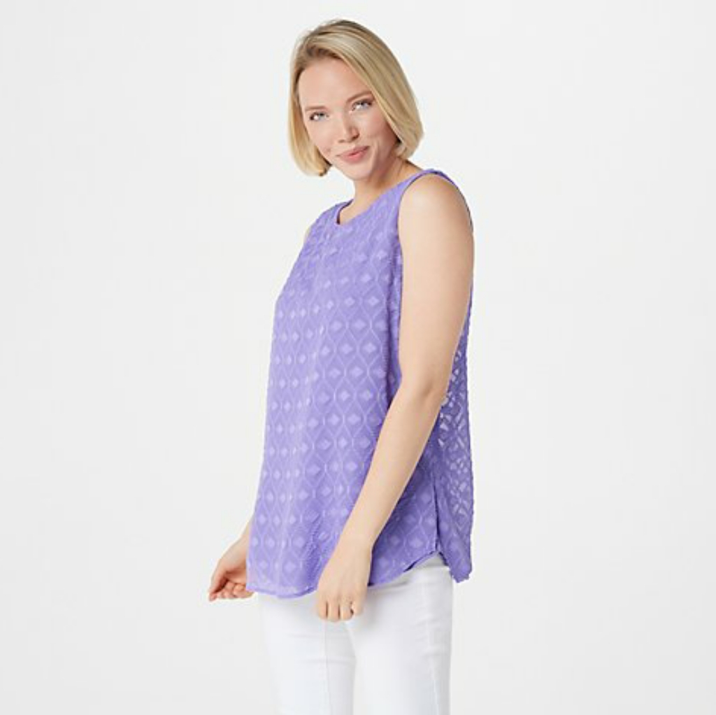 Susan Graver Woven Jacquard Sleeveless Top